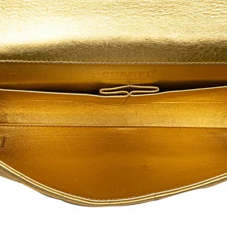 シャネル チョコバー ココマーク チェーン ショルダーバッグ ゴールド ラムスキン レディース CHANEL 【中古】