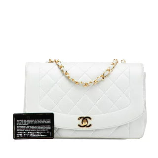 シャネル ダイアナ ココマーク 斜め掛け チェーン ショルダーバッグ ライトブルー ラムスキン レディース CHANEL 【中古】