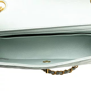 シャネル ダイアナ ココマーク 斜め掛け チェーン ショルダーバッグ ライトブルー ラムスキン レディース CHANEL 【中古】