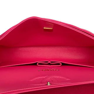 シャネル マトラッセ25 ココマーク Wフラップ チェーン ショルダーバッグ ピンク ゴールド金具 キャビアスキン レディース CHANEL 【中古】