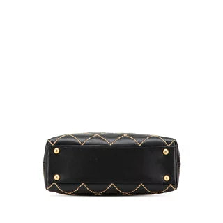 シャネル ココマーク ワイルドステッチ ハンドバッグ ブラック レザー レディース CHANEL 【中古】