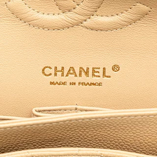 シャネル マトラッセ25 ダブルフラップ ココマーク チェーン ショルダーバッグ ベージュ キャビアスキン レディース CHANEL 【中古】