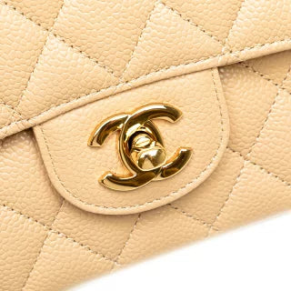シャネル マトラッセ25 ダブルフラップ ココマーク チェーン ショルダーバッグ ベージュ キャビアスキン レディース CHANEL 【中古】