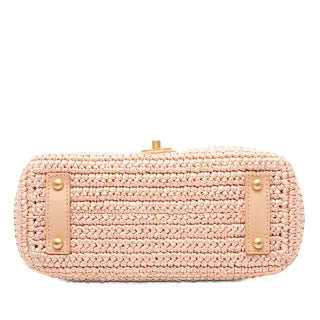シャネル ココマーク チェーン ショルダーバッグ ピンク ストロー レディース CHANEL 【中古】