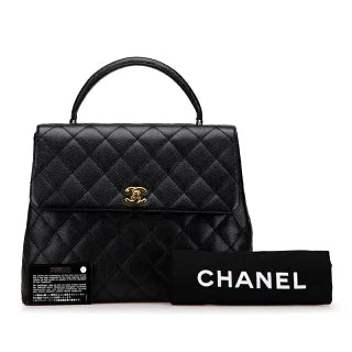 シャネル マトラッセ ココマーク ハンドバッグ ブラック キャビアスキン レディース CHANEL 【中古】