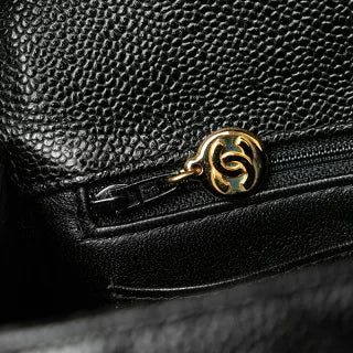 シャネル マトラッセ ココマーク ハンドバッグ ブラック キャビアスキン レディース CHANEL 【中古】