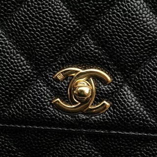 シャネル マトラッセ ココマーク ハンドバッグ ブラック キャビアスキン レディース CHANEL 【中古】