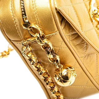 シャネル マトラッセ ココマーク ココボール チェーンショルダーバッグ ゴールド ラムスキン レディース CHANEL 【中古】