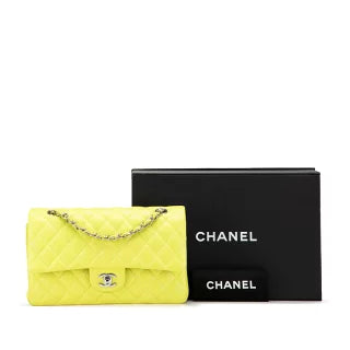 シャネル マトラッセ25 ココマーク Wフラップ チェーン ショルダーバッグ ハンドバッグ イエロー ラムスキン レディース CHANEL 【中古】