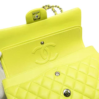 シャネル マトラッセ25 ココマーク Wフラップ チェーン ショルダーバッグ ハンドバッグ イエロー ラムスキン レディース CHANEL 【中古】