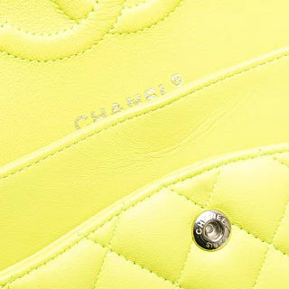 シャネル マトラッセ25 ココマーク Wフラップ チェーン ショルダーバッグ ハンドバッグ イエロー ラムスキン レディース CHANEL 【中古】