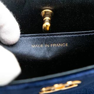 シャネル ココマーク ミニハンドバッグ ネイビー ベロア レディース CHANEL 【中古】