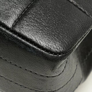 シャネル チョコバー ショルダーバッグ ブラック ラムスキン フェイクパール レディース CHANEL 【中古】