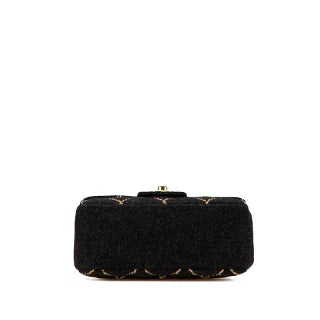 シャネル ワイルドステッチ ミニマトラッセ チェーン ショルダーバッグ グレー ウール レディース CHANEL 【中古】