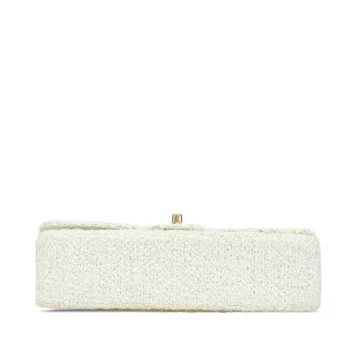 シャネル マトラッセ25 ココマーク Wフラップ チェーン ショルダーバッグ グリーン ミント ツイード レザー レディース CHANEL 【中古】