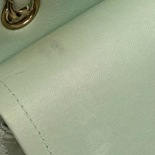 シャネル マトラッセ25 ココマーク Wフラップ チェーン ショルダーバッグ グリーン ミント ツイード レザー レディース CHANEL 【中古】