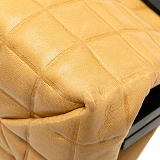 シャネル チョコバー ココマーク がま口 ハンドバッグ ベージュ ブラック ラムスキン レディース CHANEL 【中古】