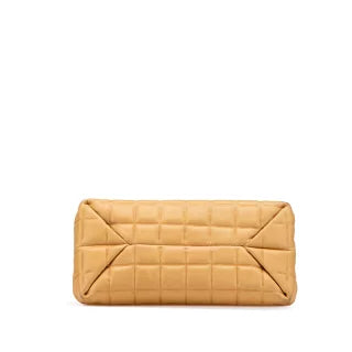 シャネル チョコバー ココマーク がま口 ハンドバッグ ベージュ ブラック ラムスキン レディース CHANEL 【中古】