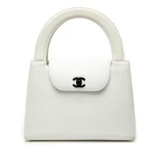 シャネル ココマーク ハンドバッグ ホワイト レザー レディース CHANEL 【中古】