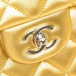 シャネル マトラッセ40 ココマーク チェーン ショルダーバッグ ゴールド ラムスキン レディース CHANEL 【中古】