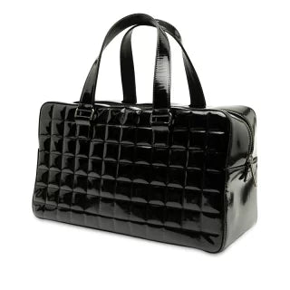 シャネル チョコバー ココマーク ボストンバッグ ブラック パテントレザー レディース CHANEL 【中古】