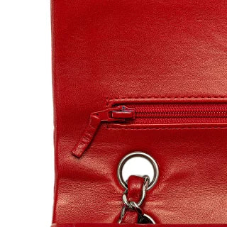 シャネル ココマーク マトラッセ25 ダブルフラップ チェーンショルダーバッグ レッド ラムスキン レディース CHANEL 【中古】