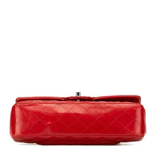 シャネル ココマーク マトラッセ25 ダブルフラップ チェーンショルダーバッグ レッド ラムスキン レディース CHANEL 【中古】