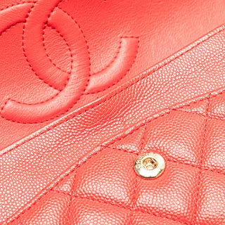 シャネル ココマーク マトラッセ25 ダブルフラップ チェーンショルダーバッグ レッド キャビアスキン レディース CHANEL 【中古】