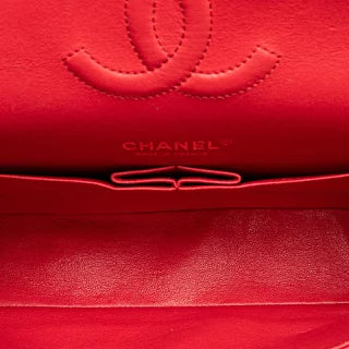 シャネル ココマーク マトラッセ25 ダブルフラップ チェーンショルダーバッグ レッド キャビアスキン レディース CHANEL 【中古】