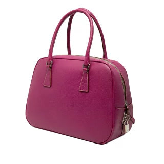 プラダ 三角ロゴプレート ハンドバッグ ピンク レザー レディース PRADA 【中古】