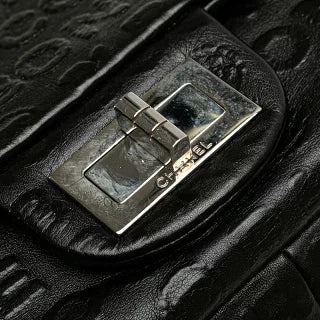 シャネル 2.55 アンリミテッド Wフラップ チェーン ショルダーバッグ ハンドバッグ ブラック レザー レディース CHANEL 【中古】