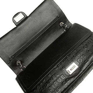 シャネル 2.55 アンリミテッド Wフラップ チェーン ショルダーバッグ ハンドバッグ ブラック レザー レディース CHANEL 【中古】