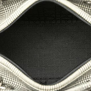 ディオール レディディオール 千鳥格子 ハンドバッグ ブラック ホワイト キャンバス レザー レディース Dior 【中古】