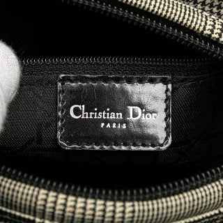 ディオール レディディオール 千鳥格子 ハンドバッグ ブラック ホワイト キャンバス レザー レディース Dior 【中古】