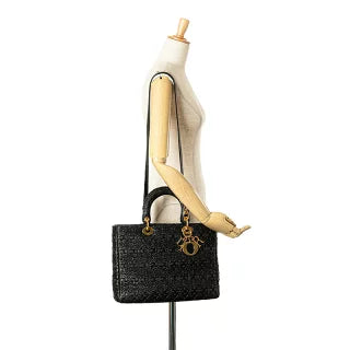ディオール レディディオール ハンドバッグ ショルダーバッグ 2WAY ブラック レザー レディース Dior 【中古】