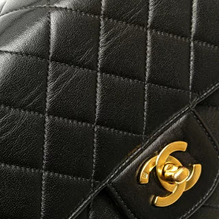 シャネル トップハンドル 親子バッグ ハンドバッグ ブラック ラムスキン レディース CHANEL 【中古】