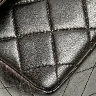 シャネル トップハンドル 親子バッグ ハンドバッグ ブラック ラムスキン レディース CHANEL 【中古】