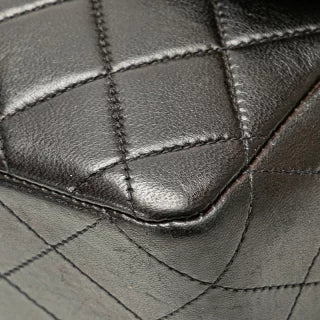 シャネル トップハンドル 親子バッグ ハンドバッグ ブラック ラムスキン レディース CHANEL 【中古】