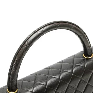 シャネル トップハンドル 親子バッグ ハンドバッグ ブラック ラムスキン レディース CHANEL 【中古】