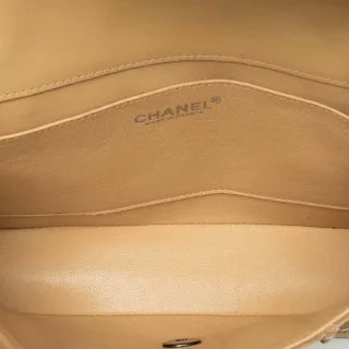 シャネル ワイルドステッチ ココマーク チョコバー チェーン ショルダーバッグ ベージュ レザー レディース CHANEL 【中古】
