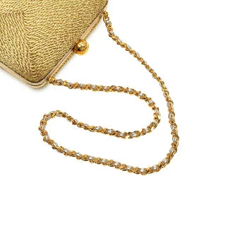 シャネル ココマーク がま口 チェーン ショルダーバッグ ゴールド グリッターキャンバス レディース CHANEL 【中古】
