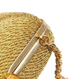 シャネル ココマーク がま口 チェーン ショルダーバッグ ゴールド グリッターキャンバス レディース CHANEL 【中古】