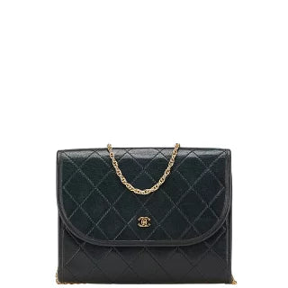シャネル マトラッセ ココマーク 斜め掛け チェーン ショルダーバッグ ブラック ラムスキン レディース CHANEL 【中古】