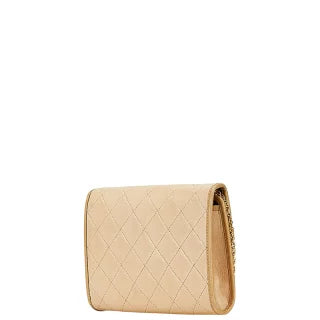 シャネル マトラッセ ココマーク 斜め掛け チェーン ショルダーバッグ ベージュ ラムスキン レディース CHANEL 【中古】