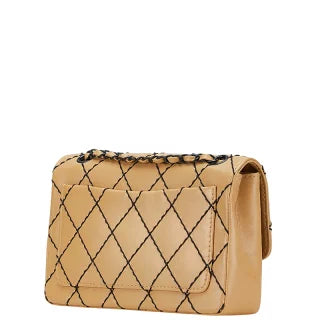 シャネル ココマーク マトラッセ ワイルドステッチ チェーン ショルダーバッグ ベージュ ラムスキン レディース CHANEL 【中古】