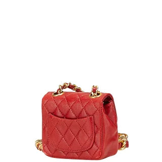 シャネル ココマーク ミニミニマトラッセ チェーン ミニショルダーバッグ A2000 レッド ラムスキン レディース CHANEL 【中古】