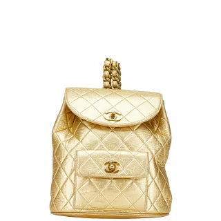 シャネル ココマーク マトラッセ リュック バックパック ゴールド ラムスキン レディース CHANEL 【中古】