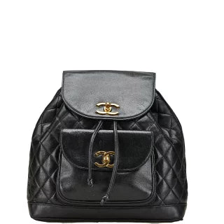 シャネル マトラッセ ココマーク ゴールド金具 チェーン リュック バックパック ブラック ラムスキン レディース CHANEL 【中古】