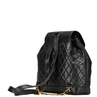 シャネル マトラッセ ココマーク ゴールド金具 チェーン リュック バックパック ブラック ラムスキン レディース CHANEL 【中古】