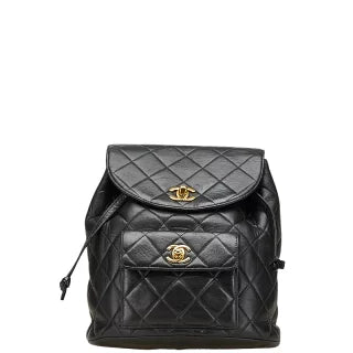 シャネル マトラッセ ココマーク ゴールド金具 チェーン リュック バックパック ブラック ラムスキン レディース CHANEL 【中古】